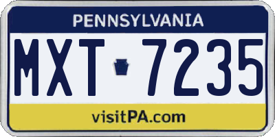 PA license plate MXT7235