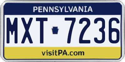 PA license plate MXT7236