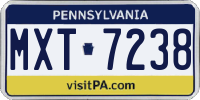 PA license plate MXT7238