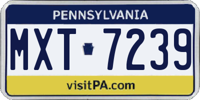PA license plate MXT7239