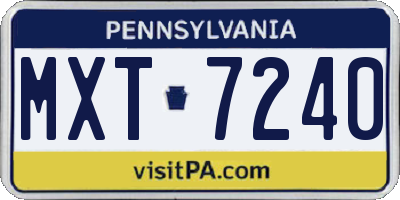 PA license plate MXT7240