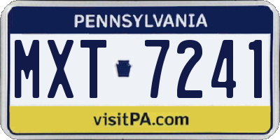 PA license plate MXT7241