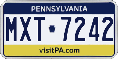 PA license plate MXT7242