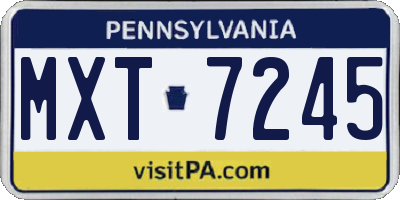 PA license plate MXT7245