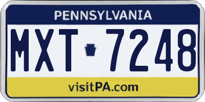 PA license plate MXT7248