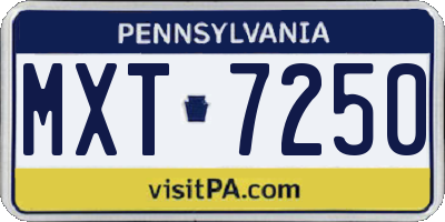 PA license plate MXT7250