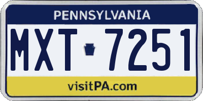 PA license plate MXT7251