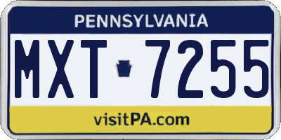 PA license plate MXT7255