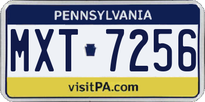 PA license plate MXT7256