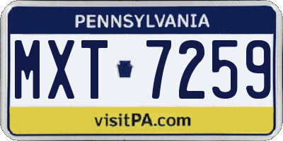 PA license plate MXT7259