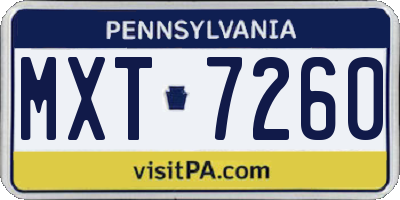 PA license plate MXT7260