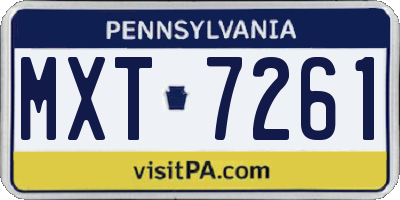 PA license plate MXT7261