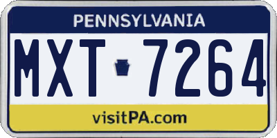 PA license plate MXT7264