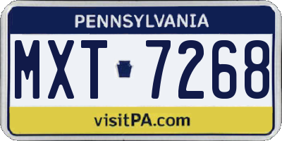 PA license plate MXT7268