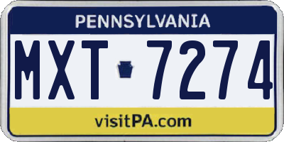 PA license plate MXT7274