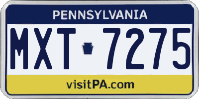 PA license plate MXT7275