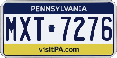 PA license plate MXT7276
