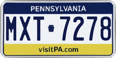 PA license plate MXT7278