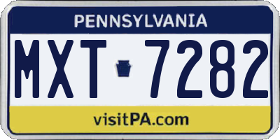 PA license plate MXT7282