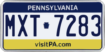 PA license plate MXT7283