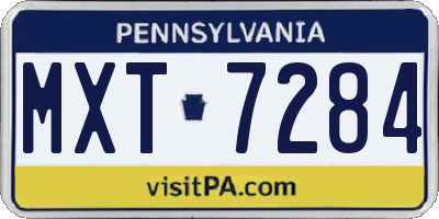 PA license plate MXT7284