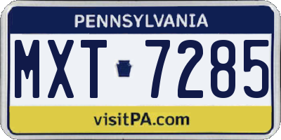 PA license plate MXT7285