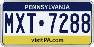 PA license plate MXT7288