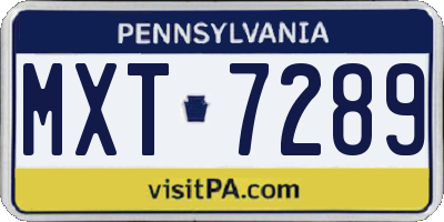 PA license plate MXT7289