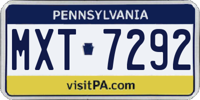 PA license plate MXT7292