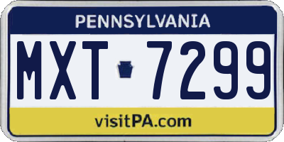 PA license plate MXT7299