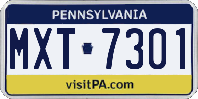 PA license plate MXT7301