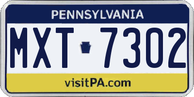PA license plate MXT7302