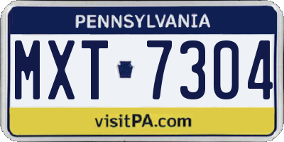 PA license plate MXT7304