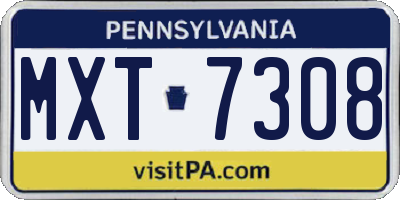 PA license plate MXT7308