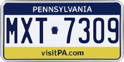 PA license plate MXT7309