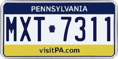 PA license plate MXT7311
