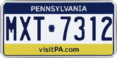 PA license plate MXT7312
