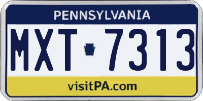 PA license plate MXT7313