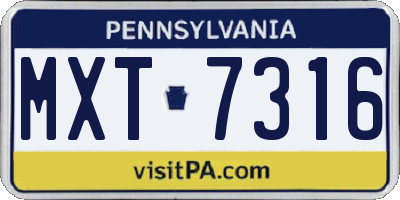 PA license plate MXT7316
