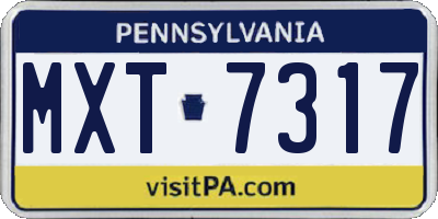 PA license plate MXT7317