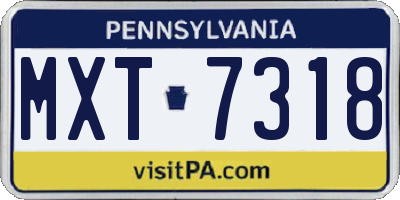 PA license plate MXT7318