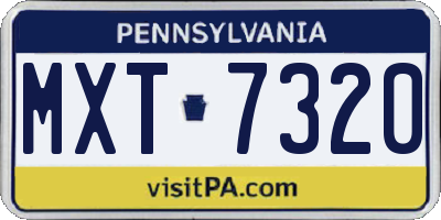 PA license plate MXT7320