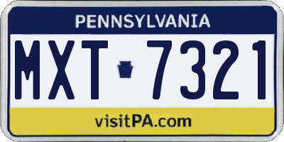 PA license plate MXT7321