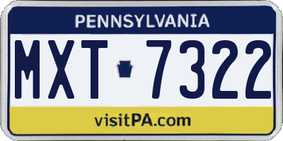 PA license plate MXT7322