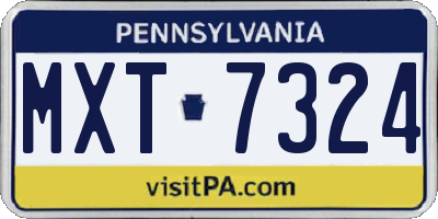 PA license plate MXT7324