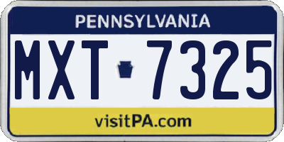 PA license plate MXT7325