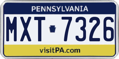 PA license plate MXT7326