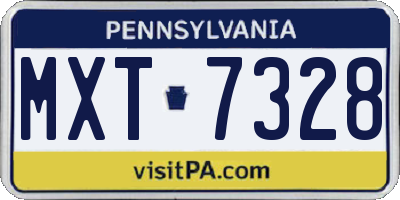 PA license plate MXT7328