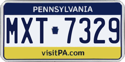 PA license plate MXT7329