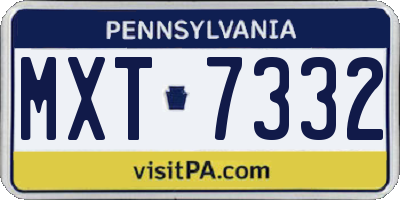 PA license plate MXT7332